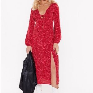 Nasty gal  red and white dress NWT